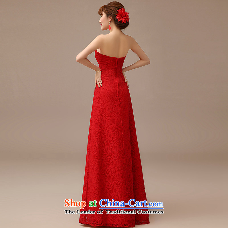 Clean the new bride Castores Magi 2015 serving modern Korean bows and chest lace Sau San Port dress coltish graphics long red zipper, M, plumbing, , , , shopping on the Internet