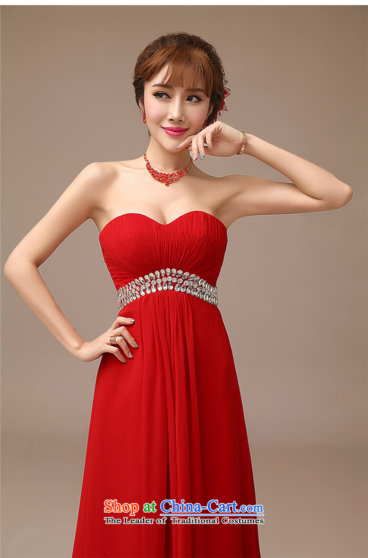 Clean the new 2015 spread red dress banquet hosted bows dress Korean large thin video 