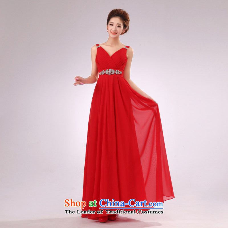 Yong-yeon and 2015 new women's skirt long red bride bridesmaid services shoulder dress bows services under the auspices of the size of the Dress red color is not returning, Yong-yeon and shopping on the Internet has been pressed.