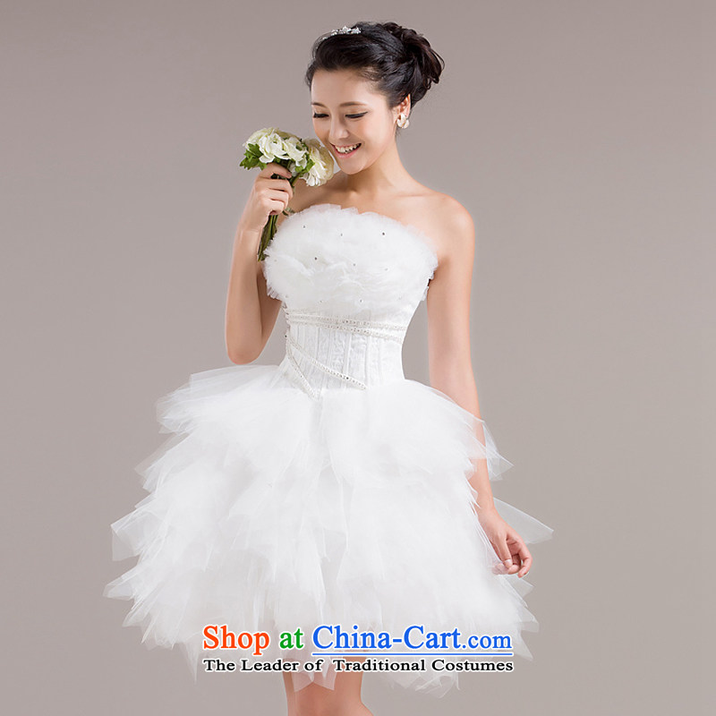 Rain-sang yi wedding dress the new bride dress bridesmaid dress stylish will show short of dress LF100 White M rain-sang Yi shopping on the Internet has been pressed.