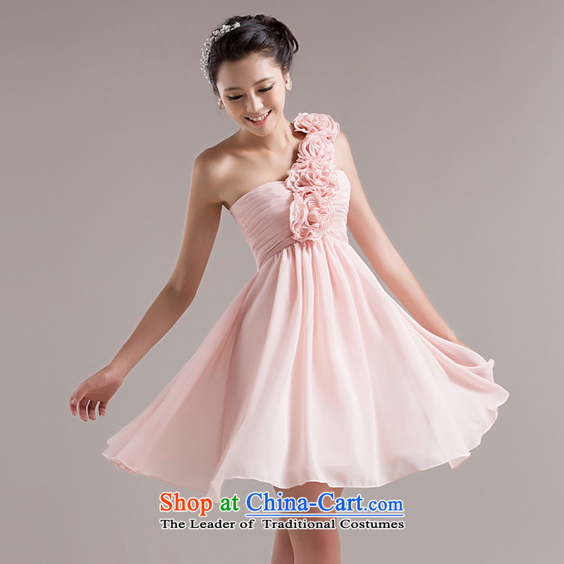 Rain-sang yi 2015 new bridesmaid dresses sweet shoulder flowers bride services sister short of bows small dress LF97 meat pink M rain still Yi shopping on the Internet has been pressed.