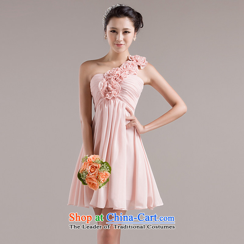 Rain-sang yi 2015 new bridesmaid dresses sweet shoulder flowers bride services sister short of bows small dress LF97 meat pink M rain still Yi shopping on the Internet has been pressed.