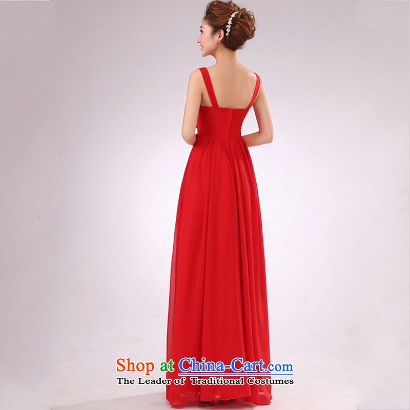Yong-yeon and 2015 New chiffon long gown red Female dress bride bridesmaid will shoulder XXL, Red Dress Yong-yeon and shopping on the Internet has been pressed.