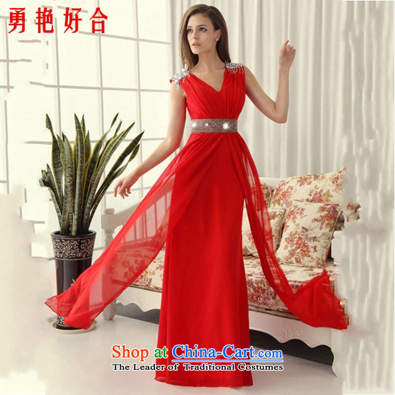 Yong-yeon and?2015 New retro bride bridesmaid toasting champagne evening performances services_Long_champagne color dress hand-making red color as the size of the non-refundable