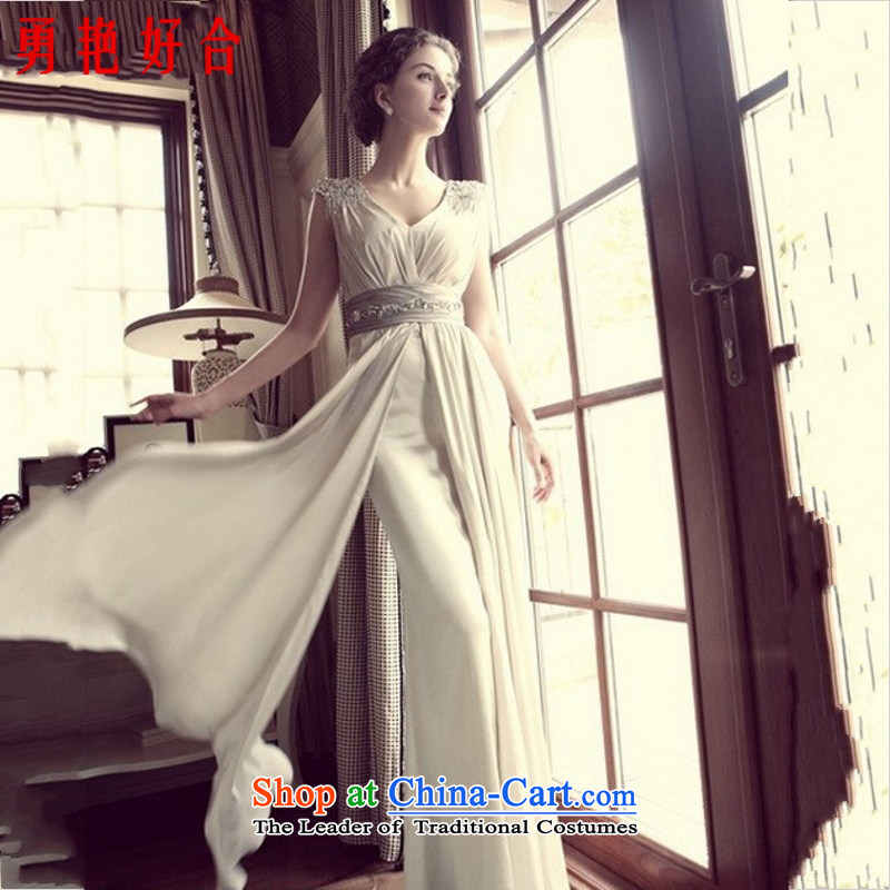 Yong-yeon and 2015 New retro bride bridesmaid toasting champagne evening performances services/Long/champagne color dress hand-making red color made no refunds or exchanges of size Yong-yeon and shopping on the Internet has been pressed.