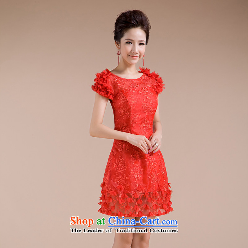 Rain-sang Yi marriages 2015 new stylish bows services red lace skirt Korean bridesmaid small dress LF108 RED XL, rain is yi , , , shopping on the Internet