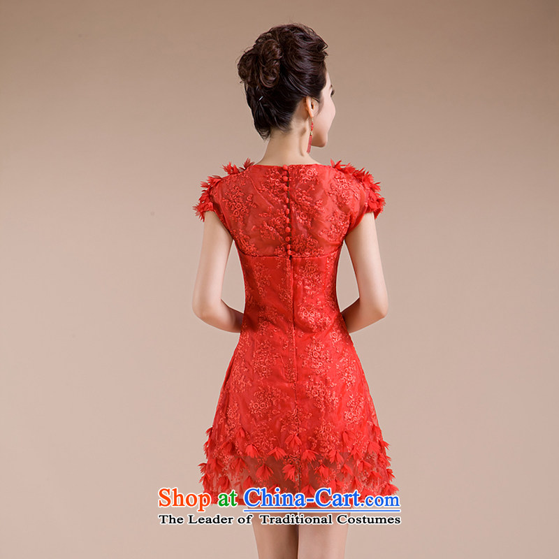 Rain-sang Yi marriages 2015 new stylish bows services red lace skirt Korean bridesmaid small dress LF108 RED XL, rain is yi , , , shopping on the Internet