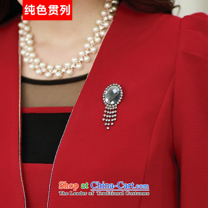 Pure color consistency of the spring and autumn 2015 a new list of Korean version two kits OL commuter dress bridesmaid long-sleeved dresses red jacket black skirt No. 1, XL, solid color consistency of the list has been pressed shopping on the Internet