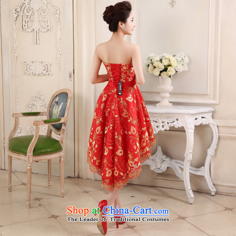 Honeymoon bride in spring and summer 2015 new bride front stub long after the marriage of lace red bows to the small red qipao gown skirt XL, bride honeymoon shopping on the Internet has been pressed.