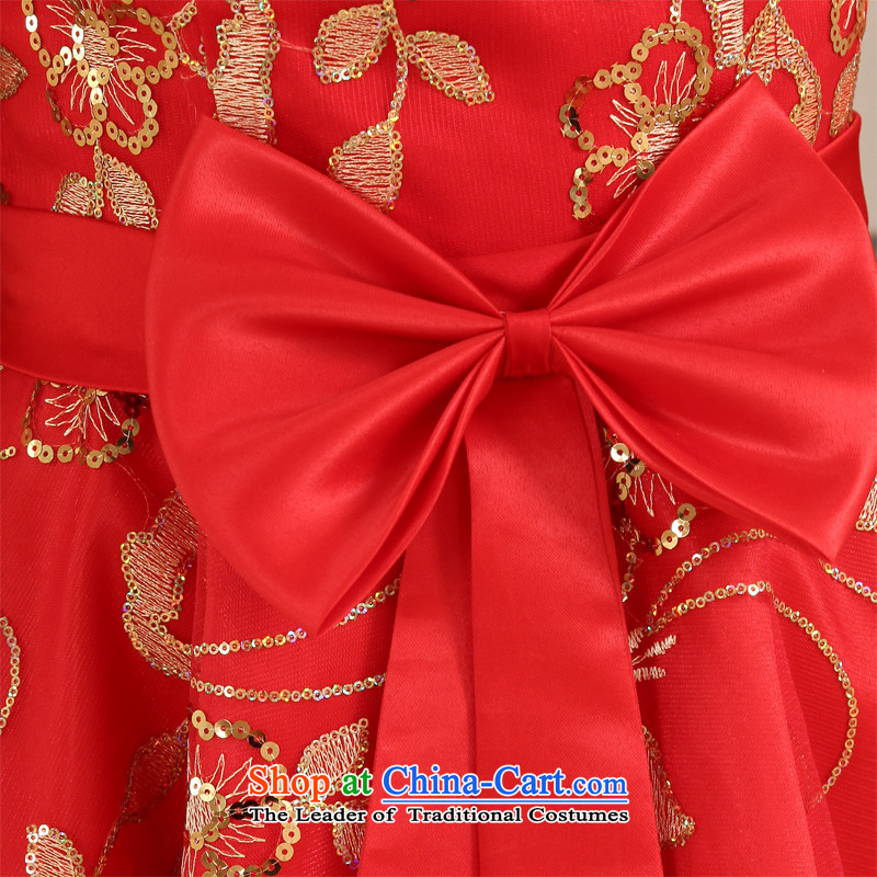 Honeymoon bride in spring and summer 2015 new bride front stub long after the marriage of lace red bows to the small red qipao gown skirt XL, bride honeymoon shopping on the Internet has been pressed.