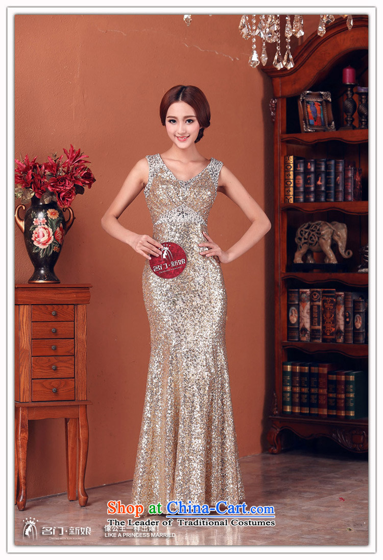Name the new bride door 2015 dinner dress gold on-chip flash dress wedding dress 580 M picture, prices, brand platters! The elections are supplied in the national character of distribution, so action, buy now enjoy more preferential! As soon as possible.