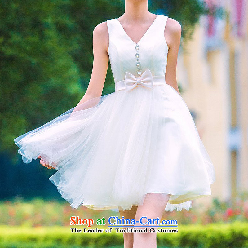 A new 2015 bridal dresses bridesmaid marriage small dress princess dress uniform 335 M of bows door bride shopping on the Internet has been pressed.