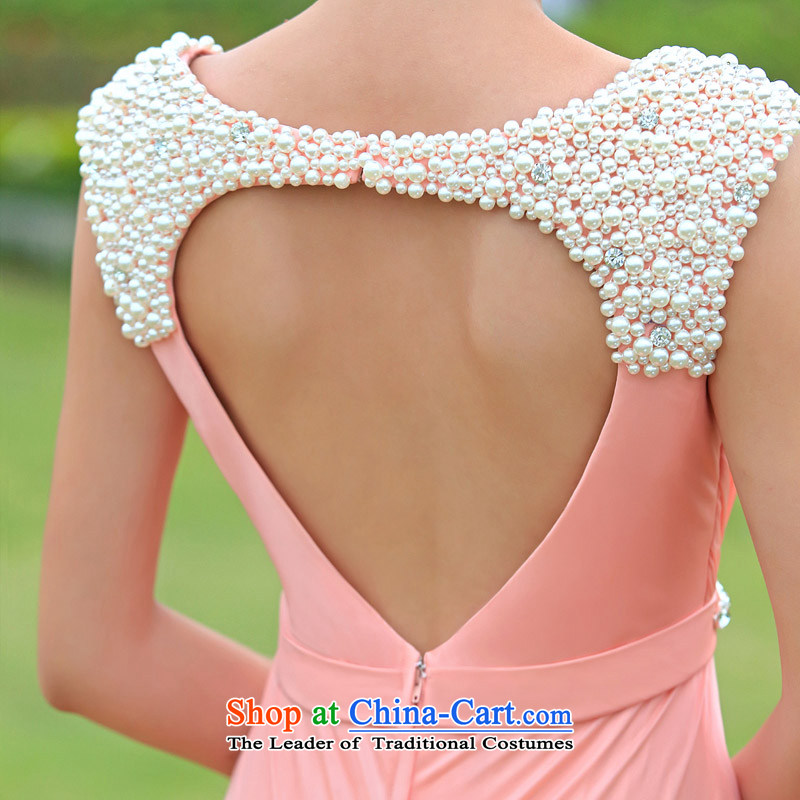 A new 2015 bride elegant stylish dress tail dinner service pink dresses 341 S, a bride shopping on the Internet has been pressed.