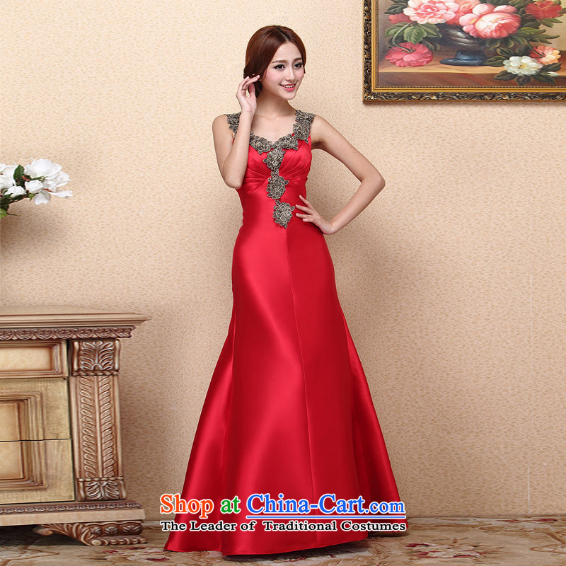 A new bride 2015 Red Dress crowsfoot dress dinner drink service wedding dress 662 S, a bride shopping on the Internet has been pressed.