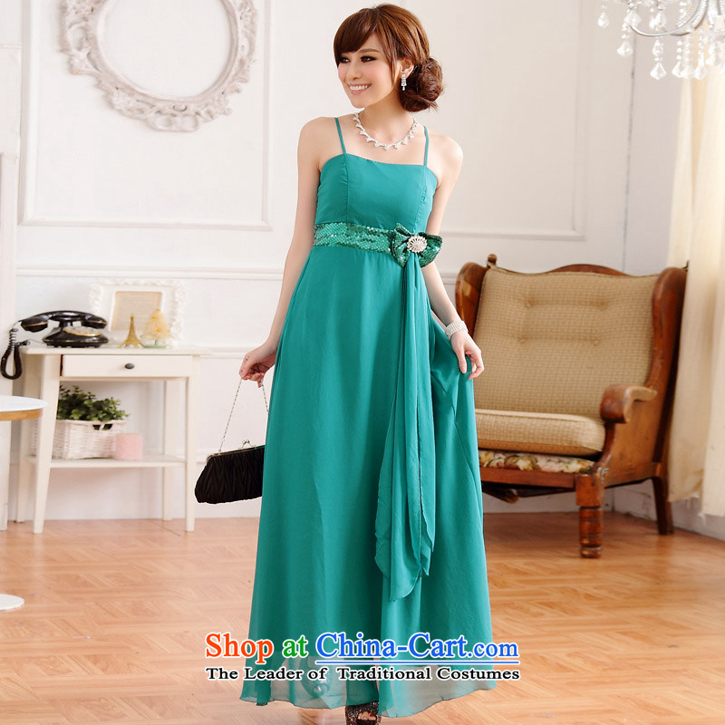On the western style Jk2.yy drill strap long evening dresses and sisters bridesmaid mission dressesXXXL green