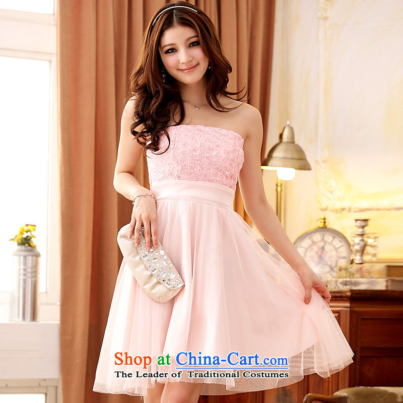 The Korean version of the aristocratic Jk2.yy romantic Rose foutune gauze wiping the chest short of dress and sisters dresses WhiteXL
