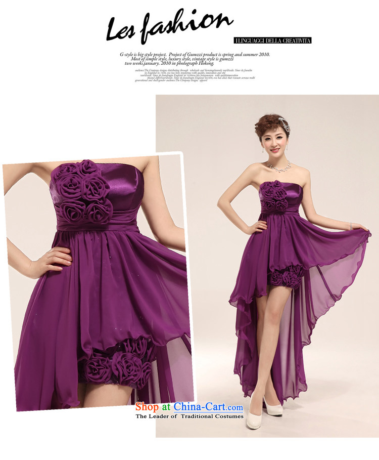 Honeymoon bride new Korean 2015 bride bridesmaid marriage, purple dresses short bows and chest after short gown purple M picture, prices, brand platters! The elections are supplied in the national character of distribution, so action, buy now enjoy more preferential! As soon as possible.