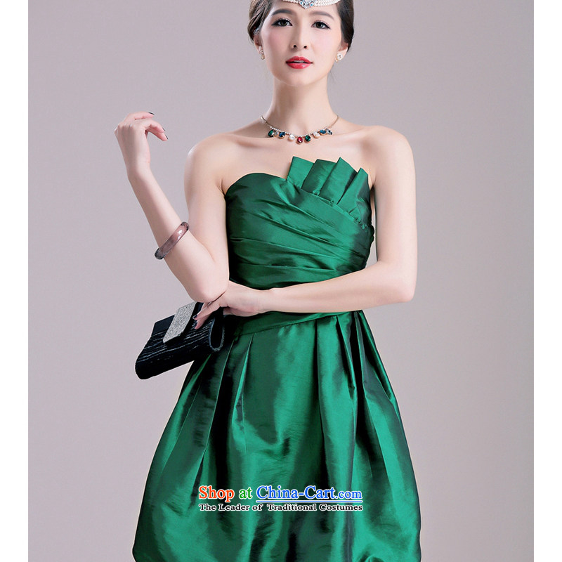 The end of the light (MO) QIAN elegant beauty chest fold lanterns petticoats small dress female foreign women's dress skirt bows to the end of the green light XL, , , , shopping on the Internet