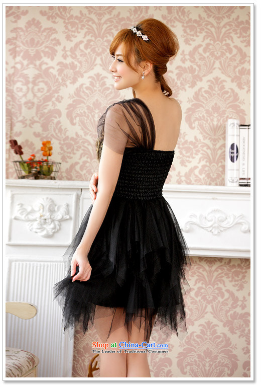  Aristocratic Jk2.yy gauze Princess Dinner will be short of mission bridesmaid dress stylish shoulder larger dresses Black XL Photo, prices, brand platters! The elections are supplied in the national character of distribution, so action, buy now enjoy more preferential! As soon as possible.