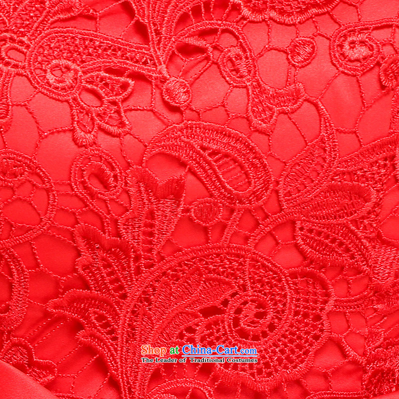 7 Color 7 tone Korean New 2015 marriages bows services bridesmaid red lace wiping the chest after short long short skirts dress L003 small red S, 7 color 7 Tone , , , shopping on the Internet