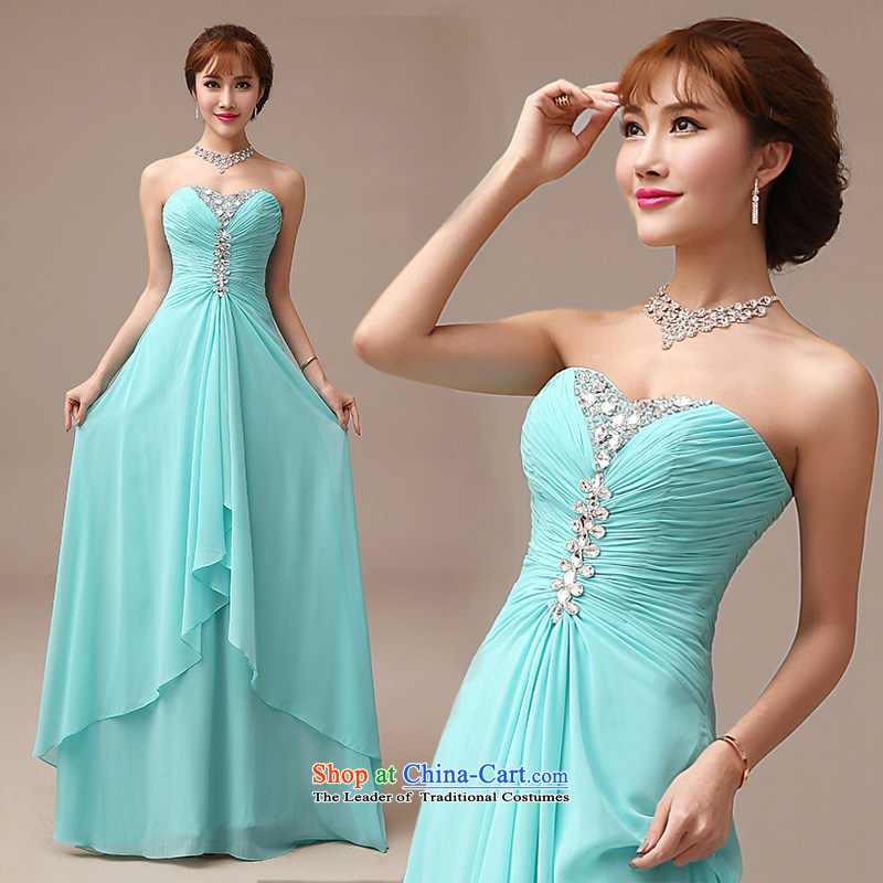 Clean the new 2015 diffuse marriages bows services Korean wiping the chest of diamond ornaments skyblue Sau San dropped gown Blue M Kit Man , , , shopping on the Internet