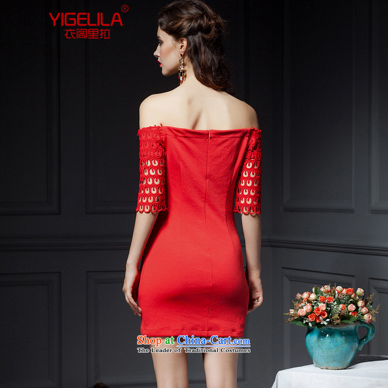 Yi Ge lire /YIGELILA Blue Bird is embroidery waves fifth cuff small dress bridesmaid skirt bows dress the word shoulder bare shoulders dresses and 6,624 M, Yi cabinet red liras (YIGELILA) , , , shopping on the Internet