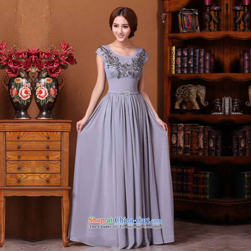 A new 2015 bride elegant dress-long, light manually dress diamond gray 593 L, a bride shopping on the Internet has been pressed.