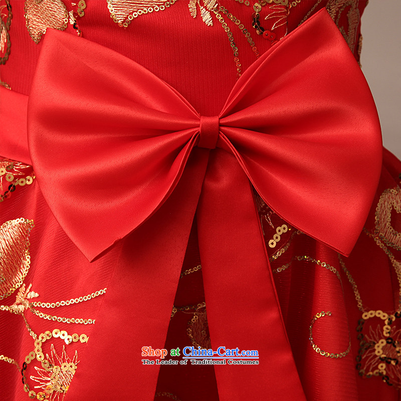 In spring and summer 2015 New Red video thin dress bride wedding bows services long red dress RED M Kit Man , , , shopping on the Internet