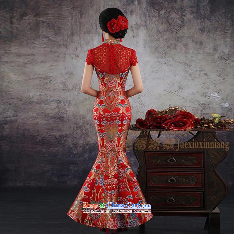 Embroidered brides is by no means a crowsfoot wedding dresses qipao bride bows Services New 2015 retro improved marriage wedding long summer red shipping, S suzhou embroidery bride shopping on the Internet has been pressed.