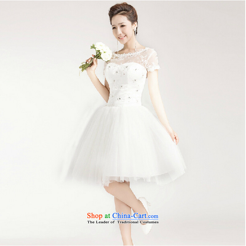 Yong-yeon and 2015 Summer Wedding bride wedding dress sweet princess bon bon skirt package shoulder lace short-sleeved short of straps for wedding white color is not returning to size Yong-yeon and shopping on the Internet has been pressed.