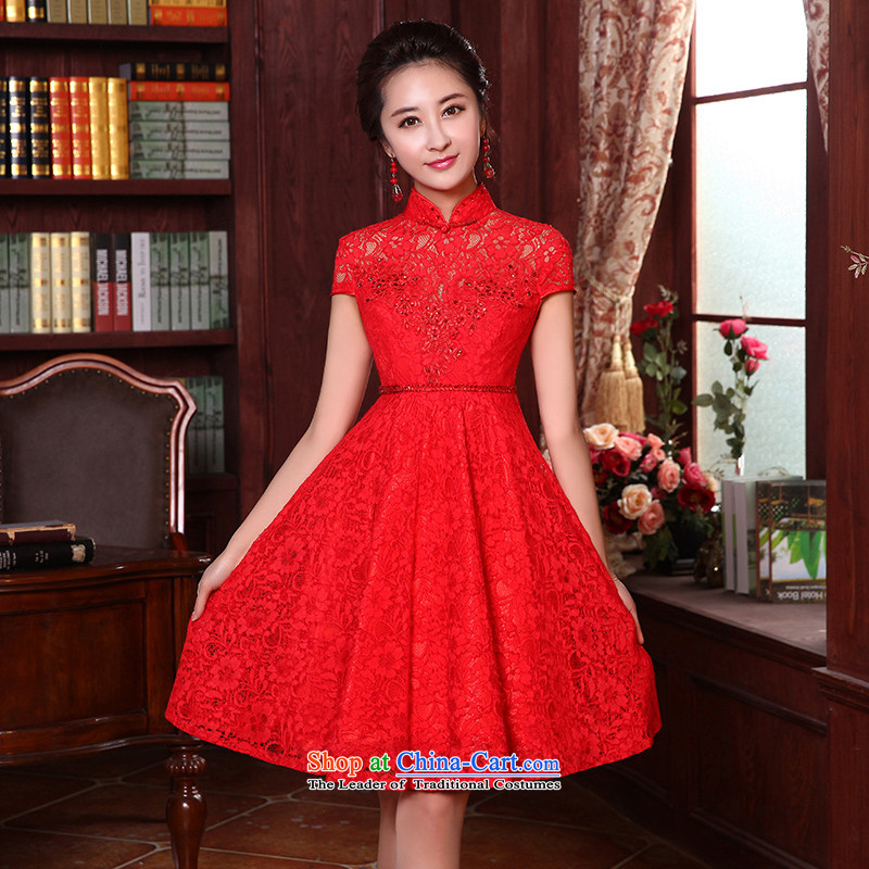 Clean the new 2015 Korean man Top Loin of pregnant women short version of the bows to small dress skirt marriages short dress stylish lace bow tie bows to red , L, plumbing, , , , shopping on the Internet