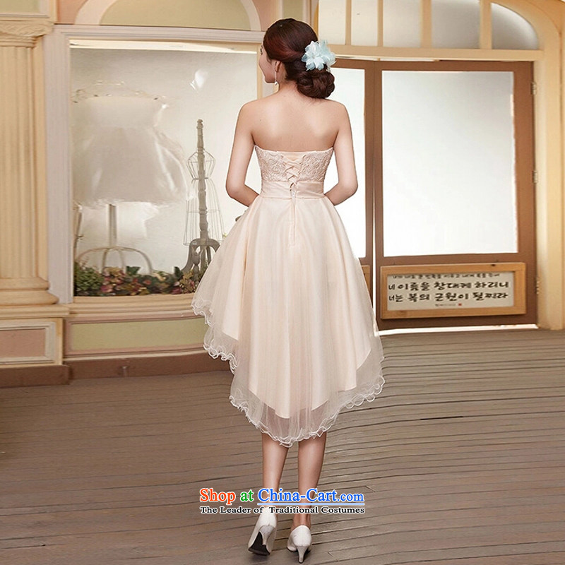 Yong-yeon and 2015 new small dress skirt bride bridesmaid services red wedding dresses marriage services Evening Dress Short bows, lace front stub for a long white S, Yong-yeon and shopping on the Internet has been pressed.