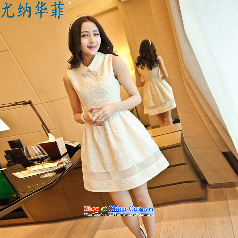 Juner China Philippines2015 Spring New Korean Sau San sleeveless bridesmaid dress dresses bon bon skirt WhiteM