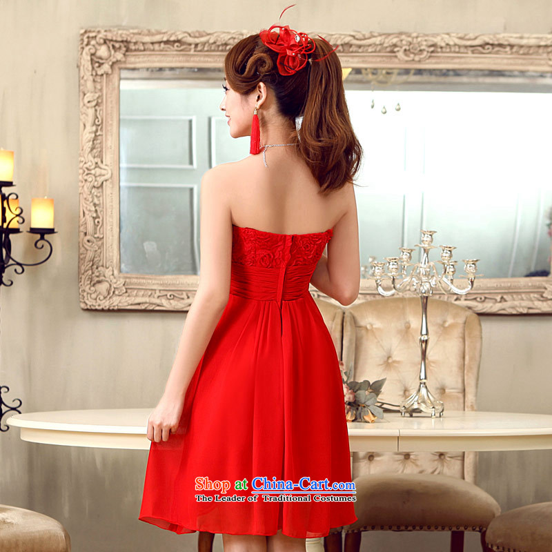 Love of the overcharged by 2015 new dress short of marriage and chest red chiffon bridesmaid bon bon skirt Sau San video lace thin red XL, love of the overcharged shopping on the Internet has been pressed.