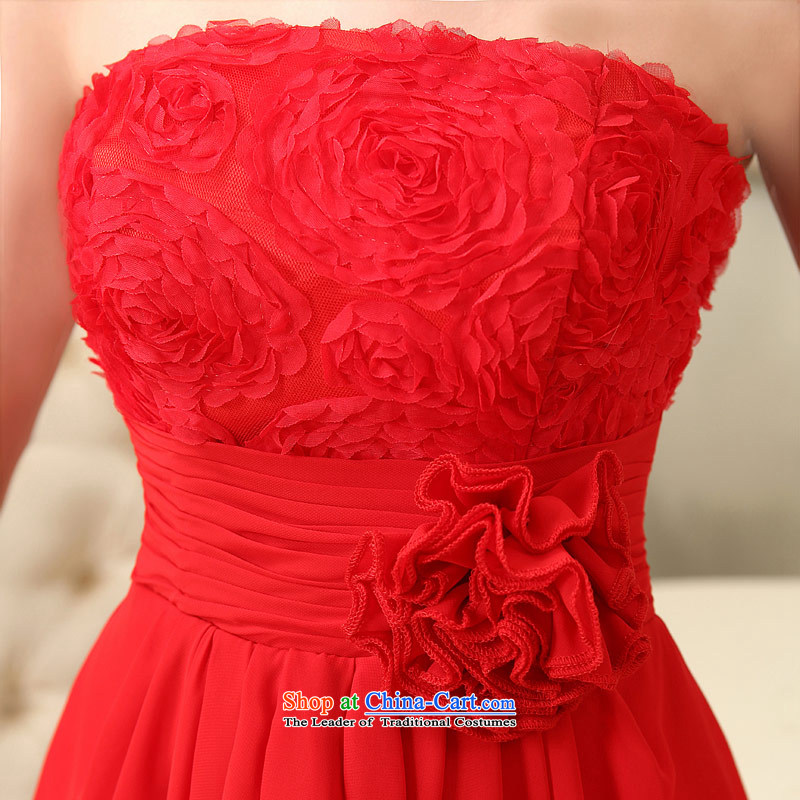 Love of the overcharged by 2015 new dress short of marriage and chest red chiffon bridesmaid bon bon skirt Sau San video lace thin red XL, love of the overcharged shopping on the Internet has been pressed.