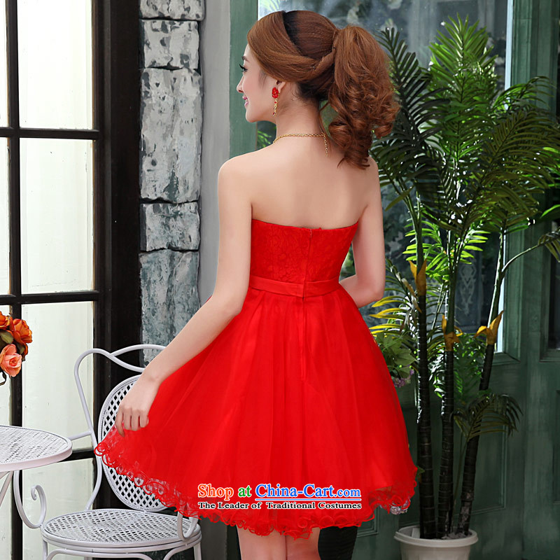 Love of the overcharged by 2015 new bridesmaid foutune-lace sweet short, red wedding dress female Sau San video thin bon bon skirt red XXXL, love of the overcharged shopping on the Internet has been pressed.