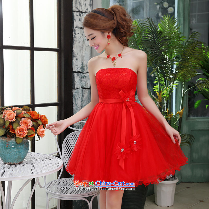 Love of the overcharged by 2015 new bridesmaid foutune-lace sweet short, red wedding dress female Sau San video thin bon bon skirt red XXXL, love of the overcharged shopping on the Internet has been pressed.