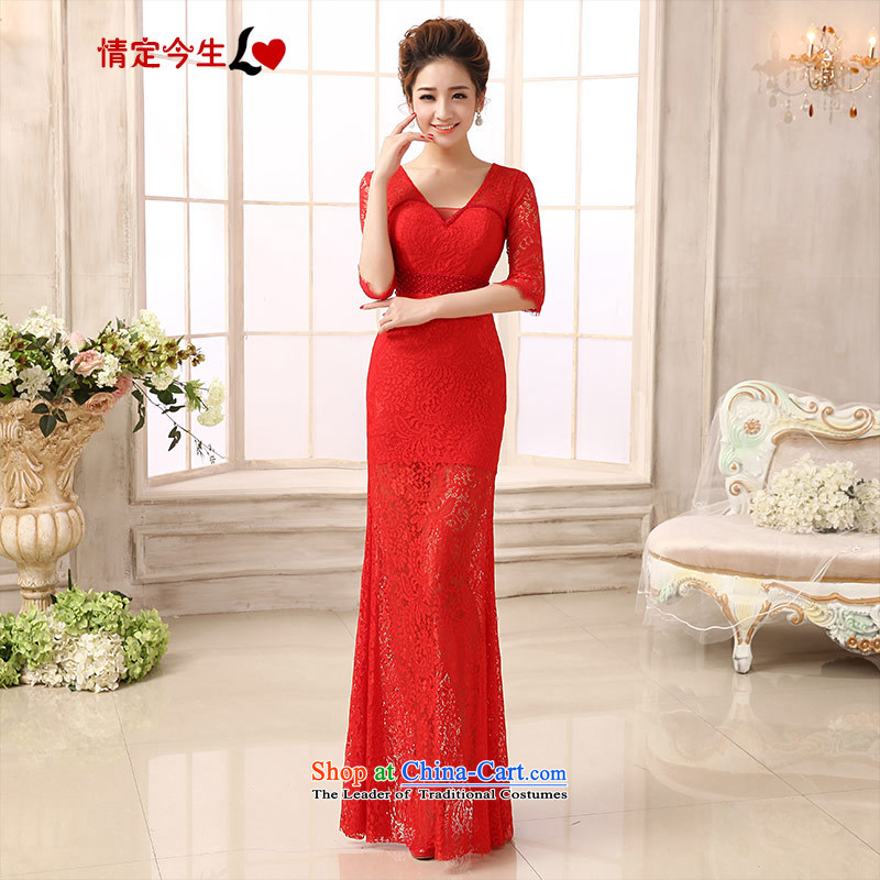 Love of the overcharged wedding dresses new marriages bows Services 2014 Red Dress long graphics thin red Sau SanS