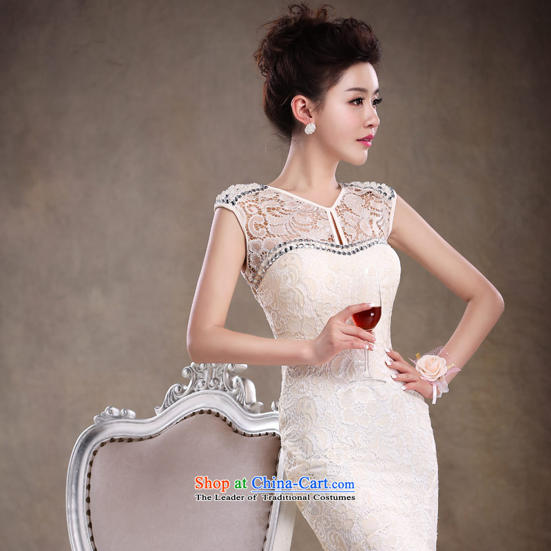 Love of the good life by 2015 new gift red lace back long) crowsfoot marriage solemnisation retro Chinese marriages bows services evening dresses wedding dress champagne color L, love of the overcharged shopping on the Internet has been pressed.