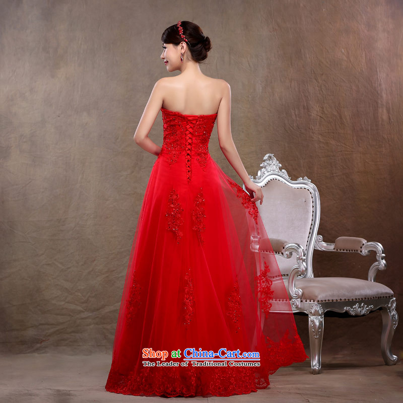 Love of the overcharged by 2015 new graphics thin red dress bride wedding dress wiping the chest long lace large bride wedding bows services red XS, love of the overcharged shopping on the Internet has been pressed.