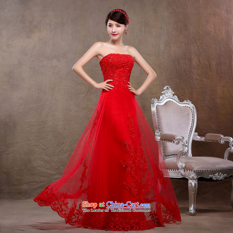 Love of the overcharged by 2015 new graphics thin red dress bride wedding dress wiping the chest long lace large bride wedding bows services red XS, love of the overcharged shopping on the Internet has been pressed.