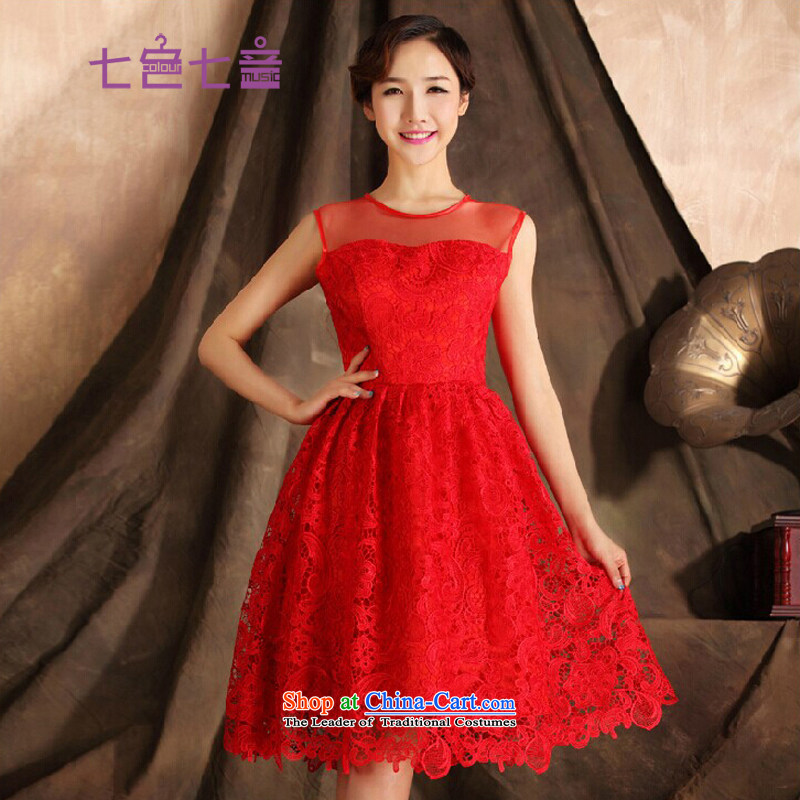 7 color tone won seven new version 2015 Summer lace short, Red Dress Bridal Services marriageL011 bowsredL