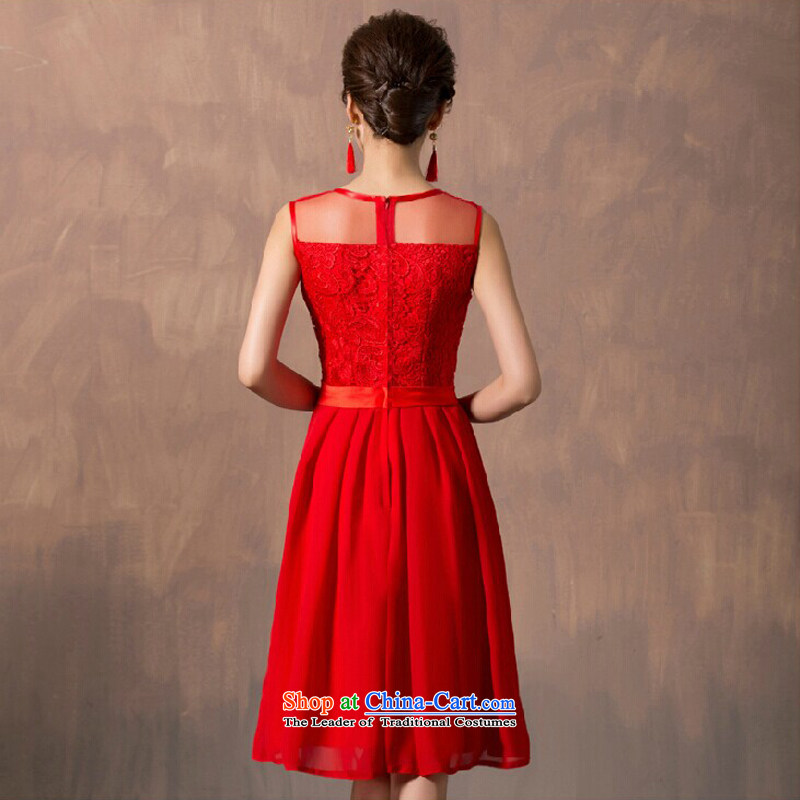 7 7 color tone 2015 New Red Dress lace short of marriages bows services wedding dresses L012 red short, 7 color 7 tone XXL, shopping on the Internet has been pressed.