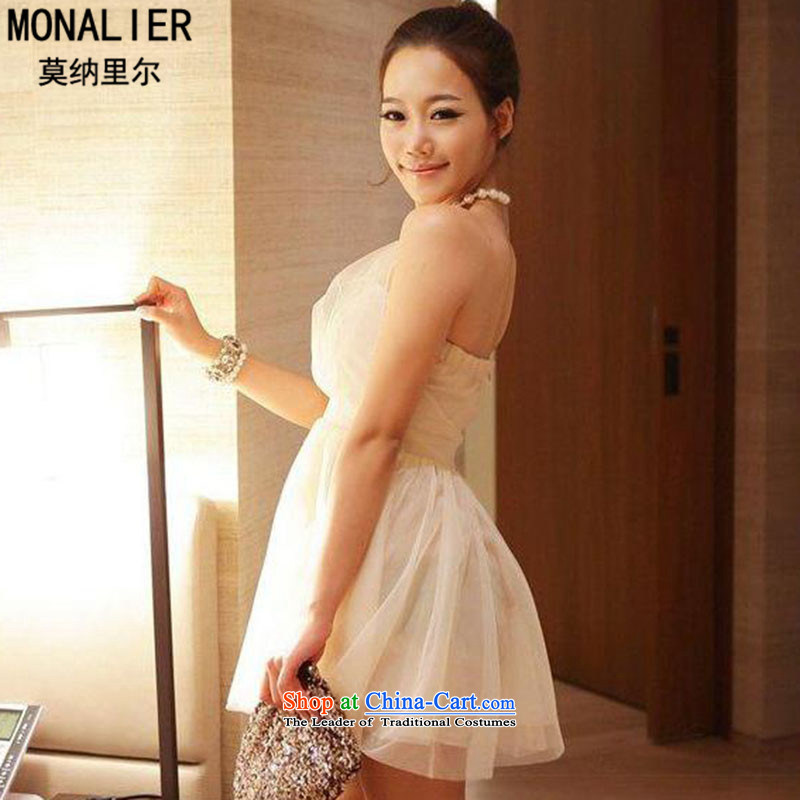 Monalier Monari's 2014 sexy nightclubs pearl hanging also back princess bon bon gauze small dress dresses M MONARI (monalier) , , , shopping on the Internet