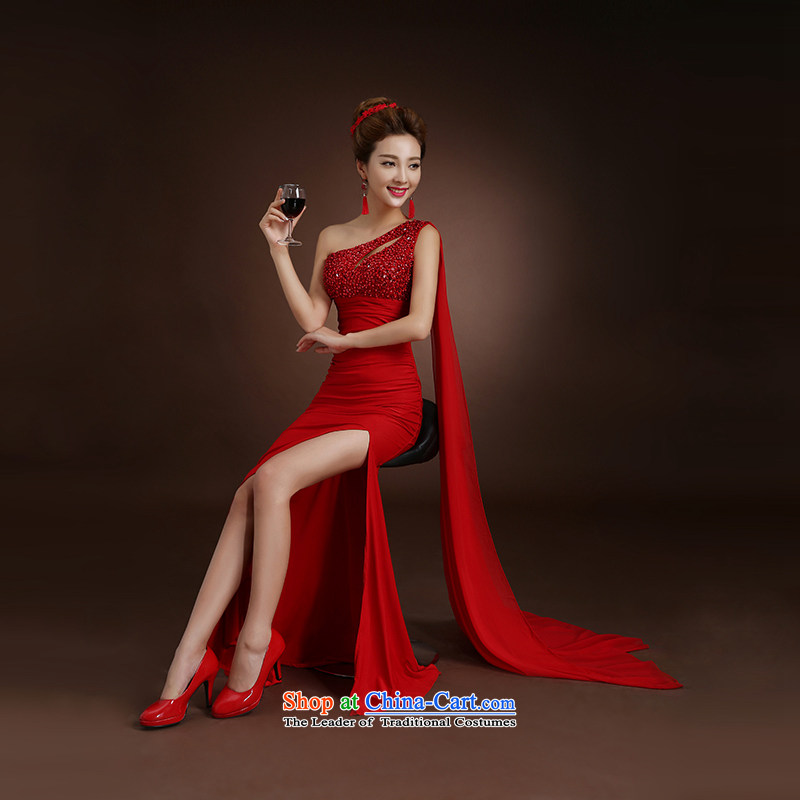 7 Color 7 tone Korean New Madame toasting champagne 2015 serving evening dresses new long moderator clothing wedding banquet dresses Sau San L015 banquet RED M 7 7 Color Tone , , , shopping on the Internet