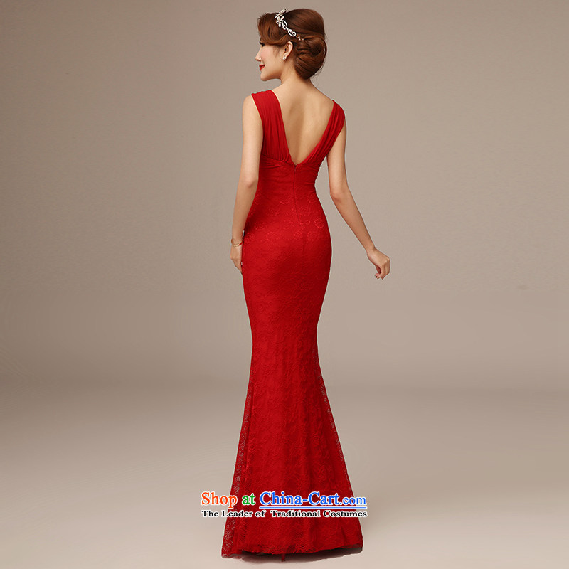 Jie diffuse marriages bows short of Qipao 2015 new word shoulder round-neck collar crowsfoot dress red , S, Sau San Jie Man , , , shopping on the Internet