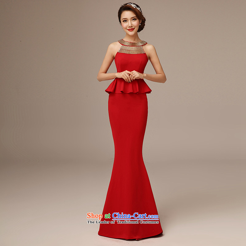 Clean the new 2015 definition of spring and summer marriages bows chief stylish hang also round-neck collar red elastic thread crowsfoot dress Sau San REDM