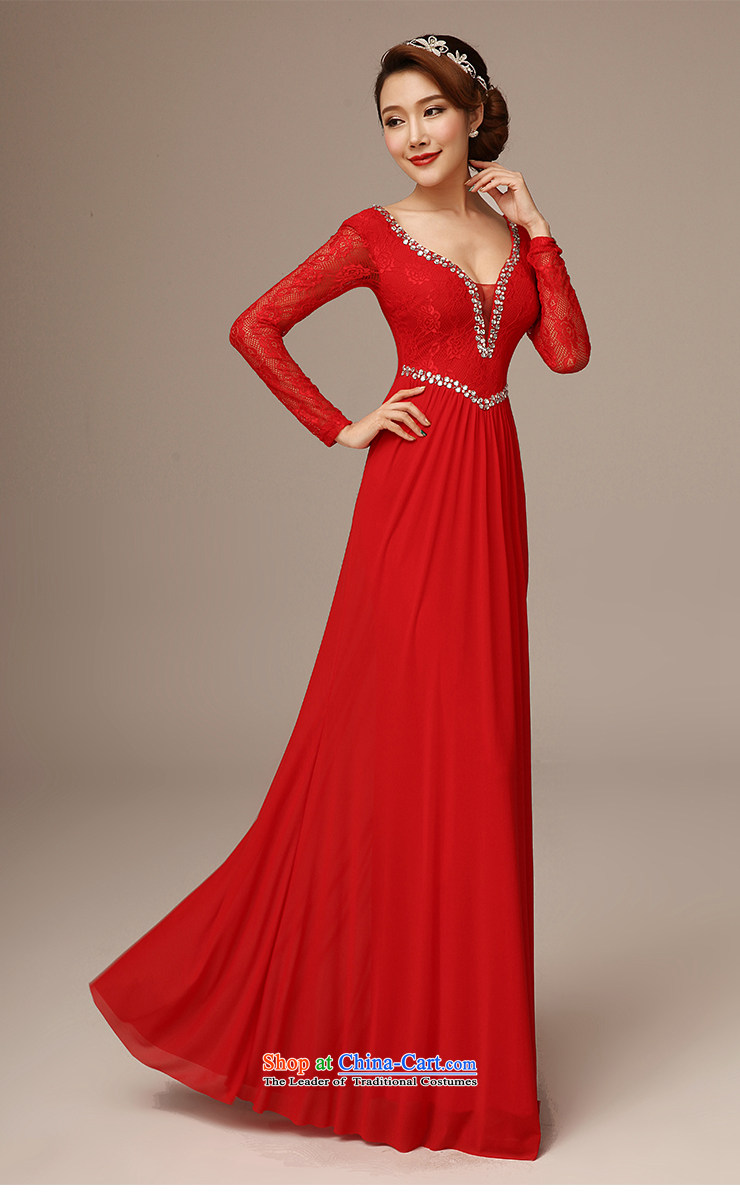 Jie diffuse marriages bows long Word 2015 new shoulder round-neck collar Sau San crowsfoot dress red S picture, prices, brand platters! The elections are supplied in the national character of distribution, so action, buy now enjoy more preferential! As soon as possible.