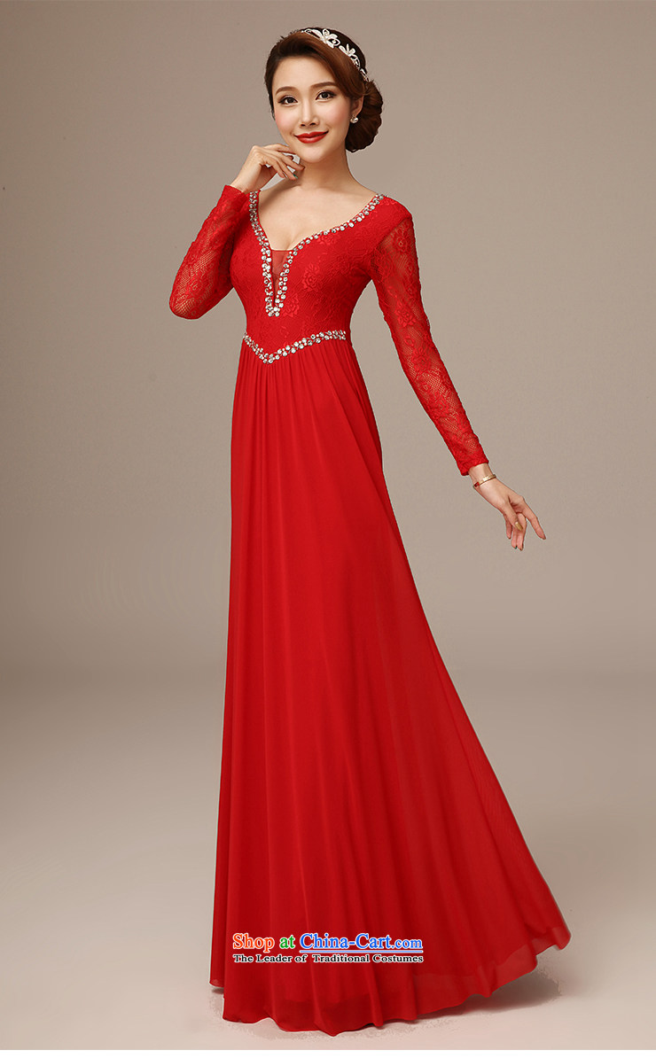 Jie diffuse marriages bows long Word 2015 new shoulder round-neck collar Sau San crowsfoot dress red S picture, prices, brand platters! The elections are supplied in the national character of distribution, so action, buy now enjoy more preferential! As soon as possible.