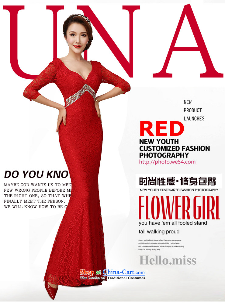 Clean the new trendy 2015 diffuse deep V-Neck long-sleeved crowsfoot dress Sau San red lace long marriages bows service long red S picture, prices, brand platters! The elections are supplied in the national character of distribution, so action, buy now enjoy more preferential! As soon as possible.